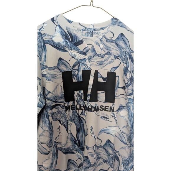 Helly Hansen Logo Crew ESRA Women’s Sweatshirt Size Medium Blue Gray Floral - Picture 3 of 5